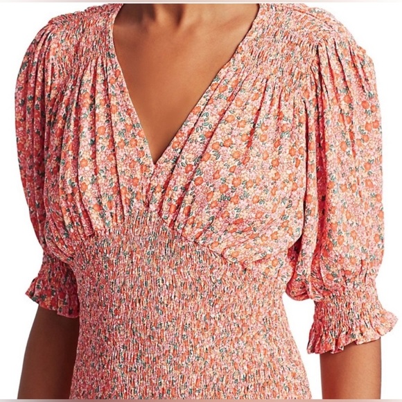 FAITHFULL THE BRAND Margherita Smocked Mini Dress | Floral Short Puff Sleeve | 2 - Picture 7 of 12